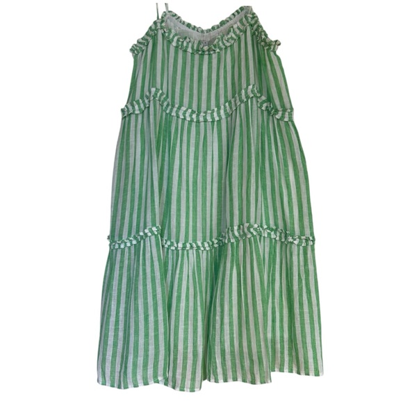 Rails Carolyn Tiered Babydoll Dress Cayman Green Stripe Beach Coastal Loose - Picture 10 of 15